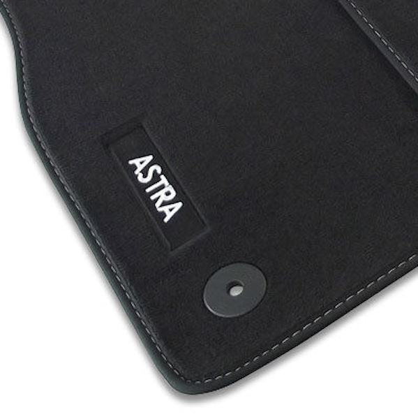 Astra J Velour Car Mats - (2009-2016) - Black with Stitched Edges