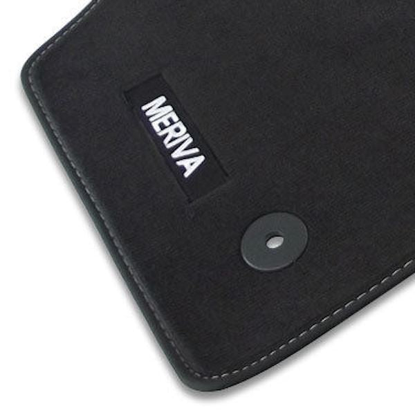 Meriva B Velour Car Mats - (2010-) - Black with Stitched Edges