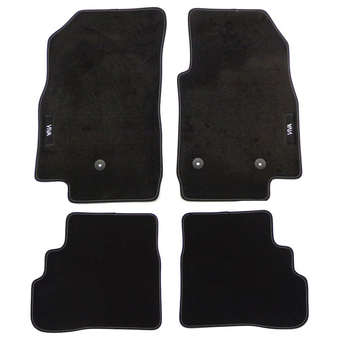 Viva Velour Car Mats - (2014-) - Black with Stitched Edges