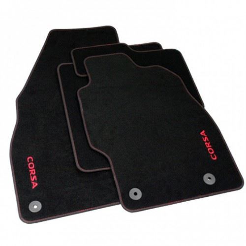 Corsa E (2015-2019) Velour Carpet Mats - Black & Red