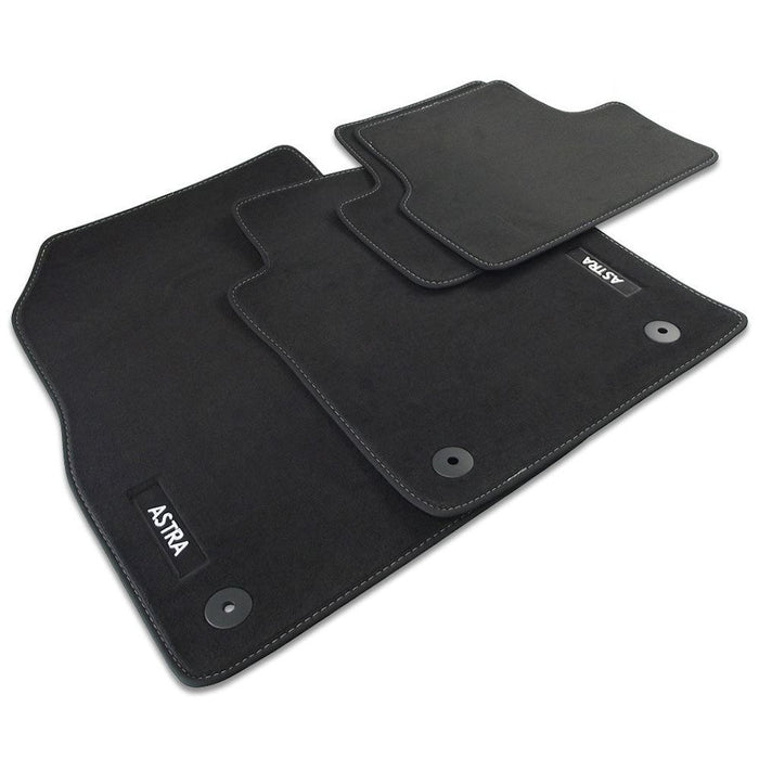 Astra J Velour Car Mats - (2009-2016) - Black with Stitched Edges