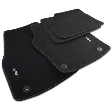 Astra H Velour Car Mats - (2004-2010) - Black with Stitched Edges