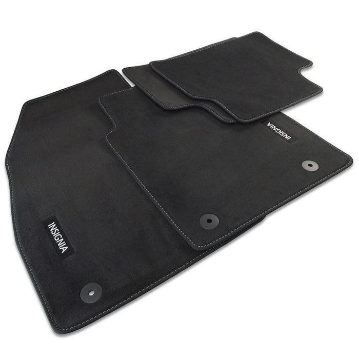 Grandland X Velour Car Mats - (2018-) - Black with Stitched Edges